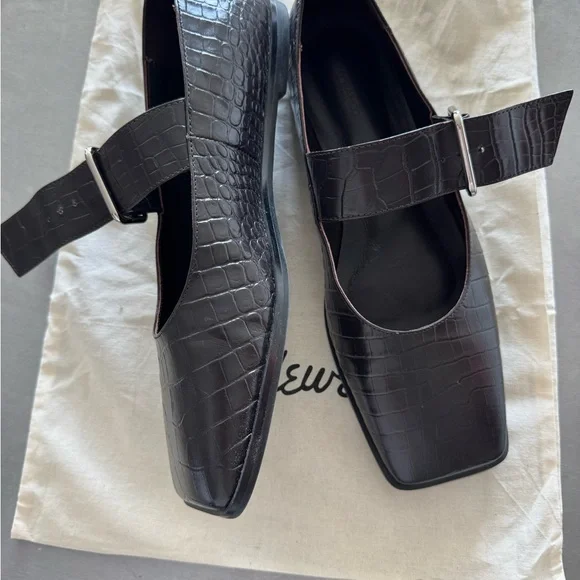 Tony Bianco Black Croc-Patterned Flats - Picture 3 of 3